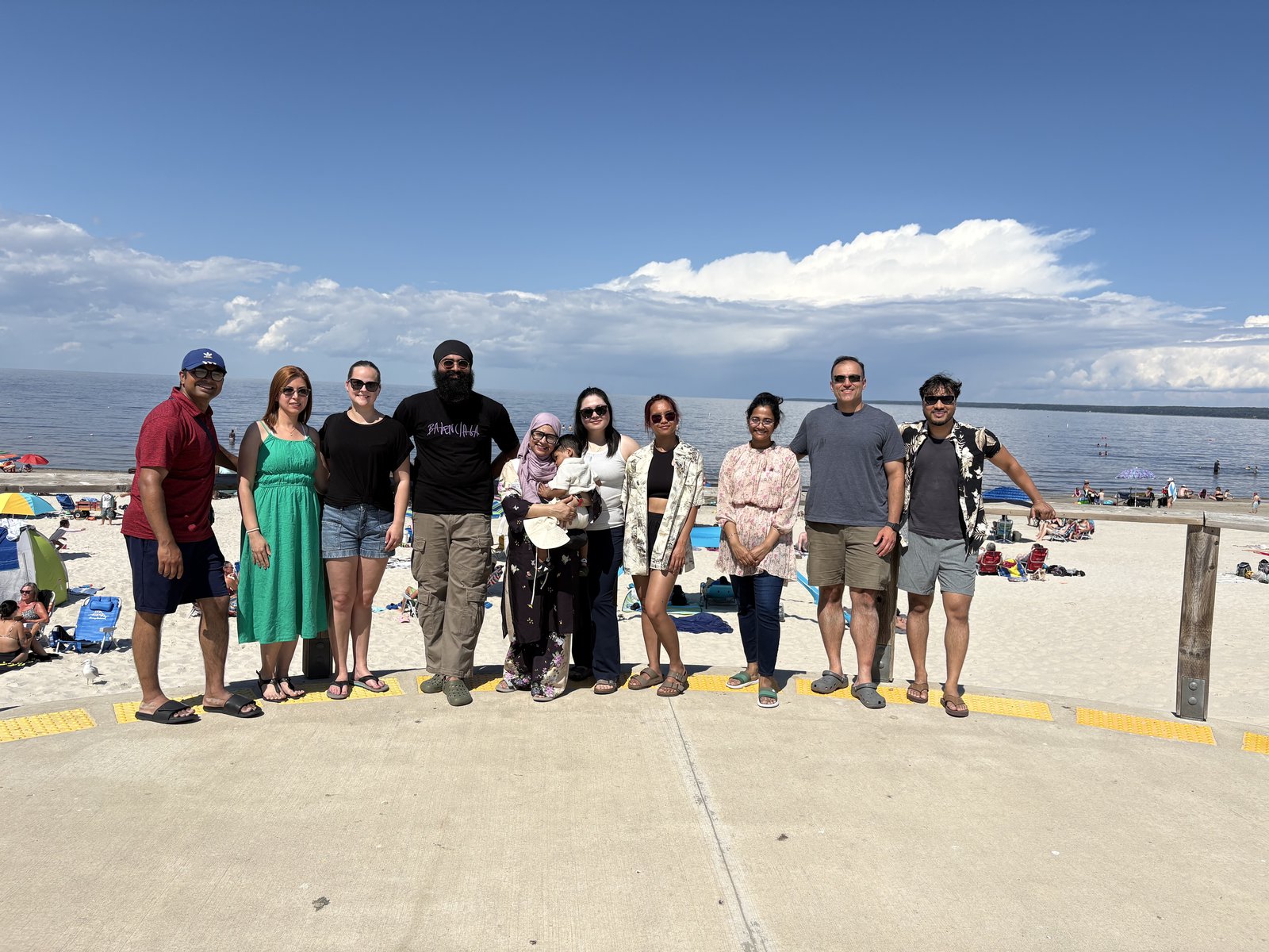TLMR lab members lined up at the beach